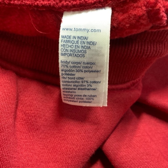 TOMMY JEANS Red Cotton Poly Blend Joggers Logo Stripe w/ Pockets US Sz M - Picture 5 of 6